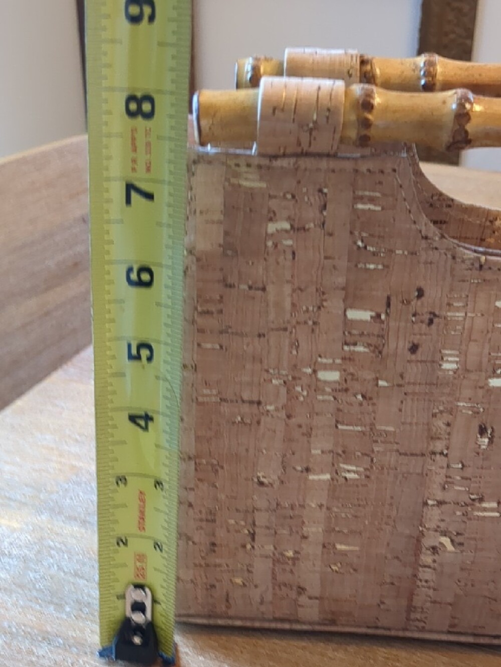 Cork Bamboo-Handle Tote Bag in Natural Brown - Picture 11 of 12
